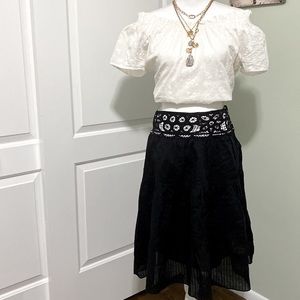 Liquid boho tiered skirt with crochet waist band NWOT